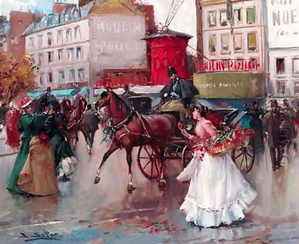 By the Moulin Rouge, Paris Oil Painting by Joan Roig Soler