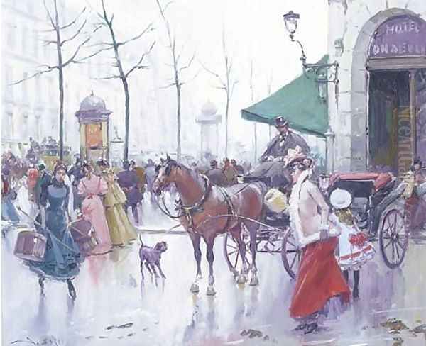 A Parisienne departure Oil Painting by Joan Roig Soler