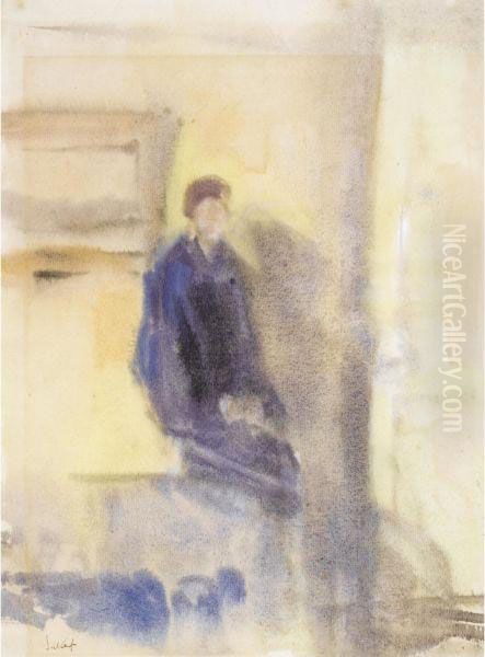 Woman In Blue, Seated In An Interior Oil Painting by Walter Richard Sickert