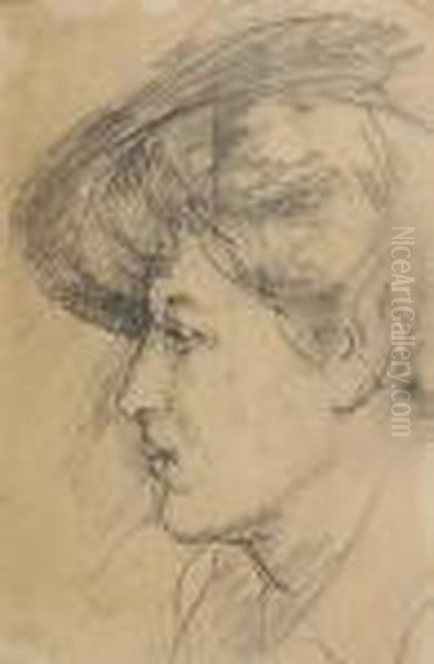 Portrait Of A Woman's Head (purported To Be The Artist's First Wife) Oil Painting by Walter Richard Sickert