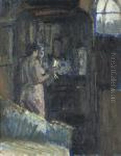 Nude Before A Mirror, Fitzroy Street Oil Painting by Walter Richard Sickert