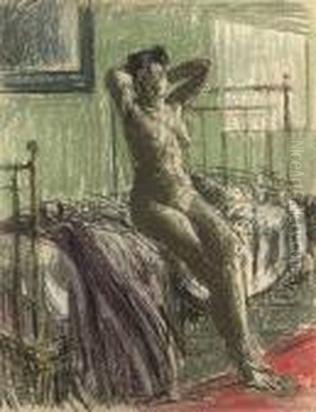 Nude Stretching: La Coiffure Oil Painting by Walter Richard Sickert