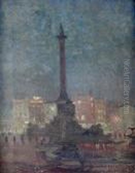 Trafalgar Square At Night Oil On Canvas 45 X 35cm Provenance: Private Collection Oil Painting by Walter Richard Sickert