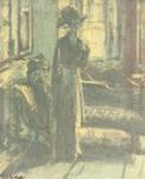 Two Ladies In An Interior Oil Painting by Walter Richard Sickert