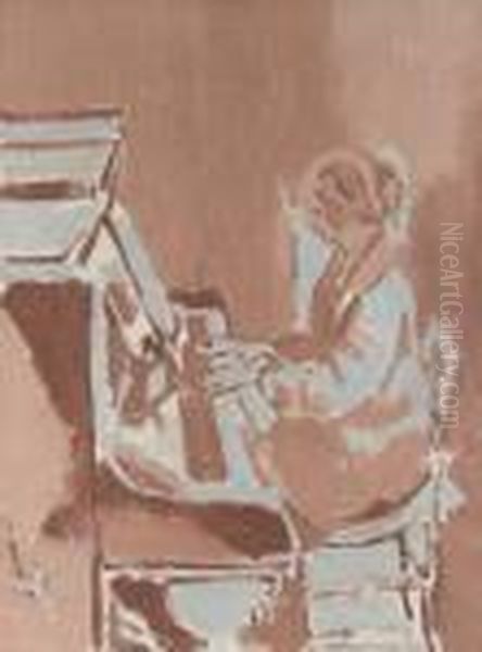 Girl Playing A Piano Oil Painting by Walter Richard Sickert