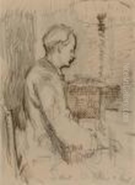 Rupert Lee Playing The Piano Oil Painting by Walter Richard Sickert