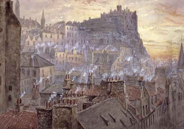 Edinburgh Castle from George IV Bridge Oil Painting by Jane Stewart Smith