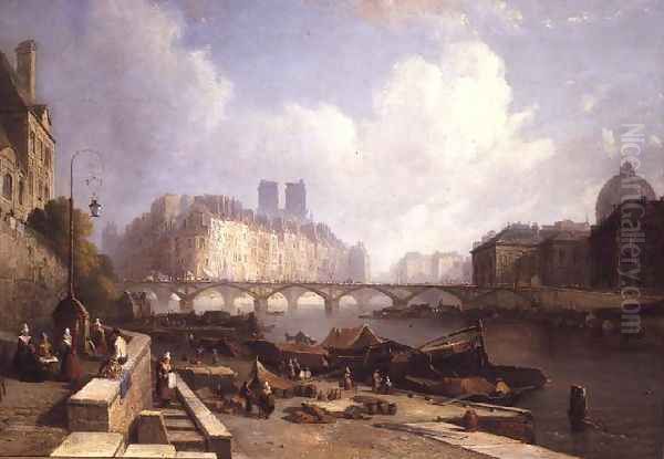 The Ile de la Cite, Paris, from the Quai du Louvre Oil Painting by Colet Robert Stanley