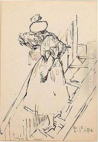 Behind The Scenes, Signed And 
Inscribed With Title, Pen And Ink On Card, Unframed, 28 By 19.5 Cm., 11 
By 7 1/2 In Oil Painting by Walter Richard Sickert