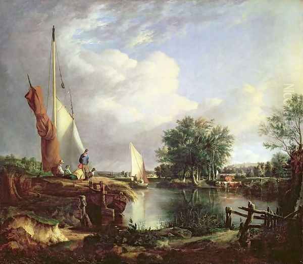 The River at Thorpe Oil Painting by Joseph Stannard