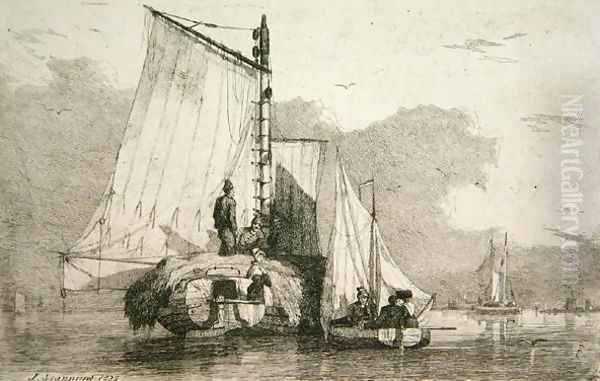 Boats at Braydon, 1825 Oil Painting by Joseph Stannard