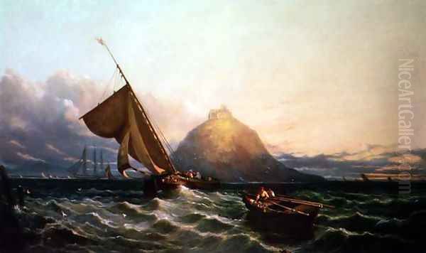 Fishing Boats off St. Michaels Mount Oil Painting by John Syer