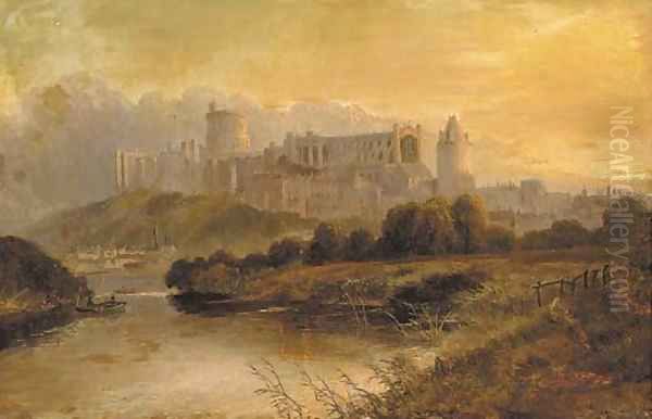 Windsor Castle from the Thames Oil Painting by John Syer