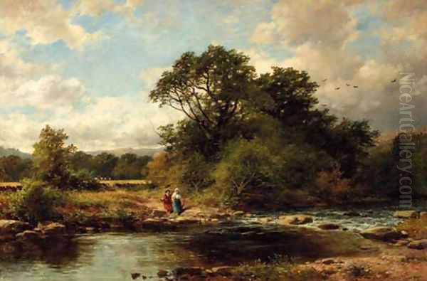 Crossing the river Oil Painting by John Syer