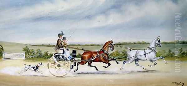 Driving the Tandem Cart, 1905 Oil Painting by Henry William Standing