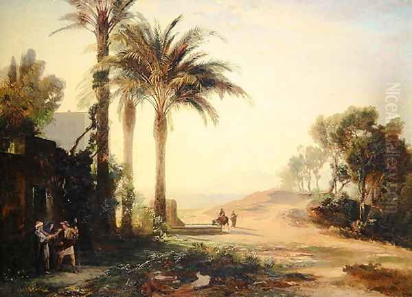 The Departure of the Man to Jericho Morning c.1856 Oil Painting by Johann Wilhelm Schirmer