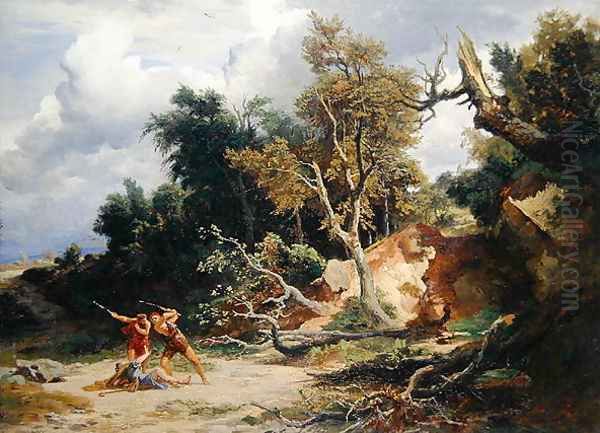 The Ambush Afternoon c.1856 Oil Painting by Johann Wilhelm Schirmer