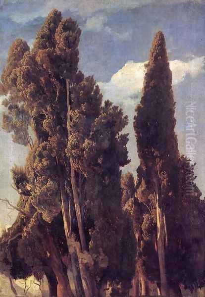 Cypresses Oil Painting by Johann Wilhelm Schirmer