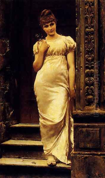 A Young Beauty In A Doorway Oil Painting by Alfred Seifert