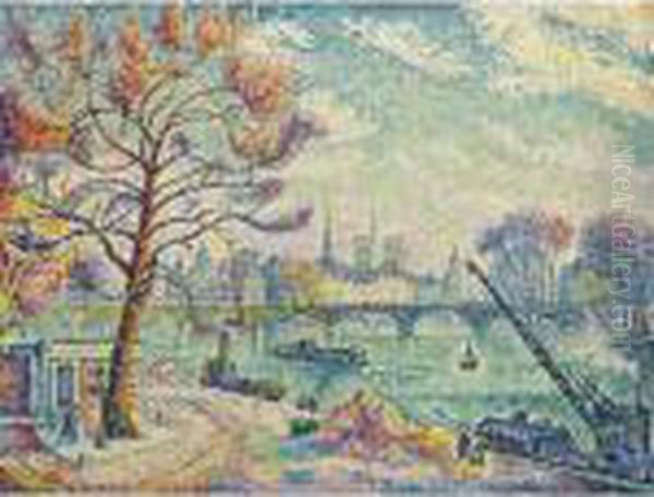 Pont Des Arts (paris) Oil Painting by Paul Signac