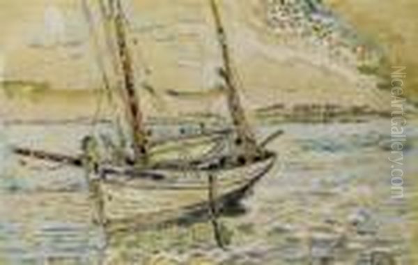 Lomalo, Sailing Ship Before The Coast Oil Painting by Paul Signac