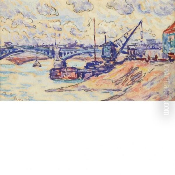 Construction Along The Seine Oil Painting by Paul Signac