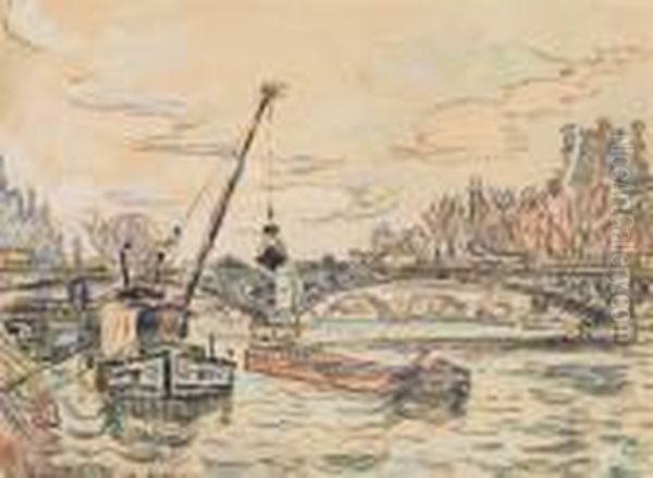 Pont Des Arts, Paris Oil Painting by Paul Signac