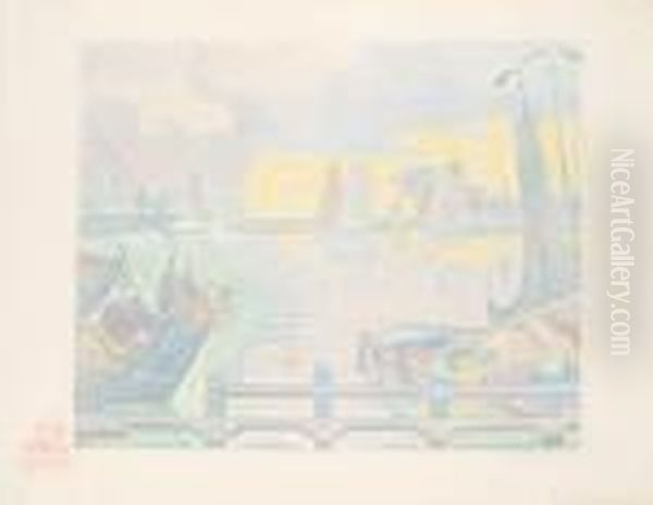 Les Bateaux Aflessingue Oil Painting by Paul Signac