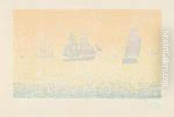 Lesbateaux Oil Painting by Paul Signac