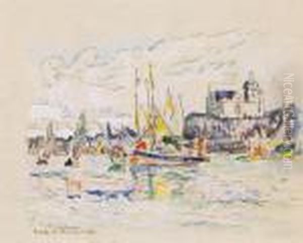 Sables D'olonne, Vue Du Port Oil Painting by Paul Signac