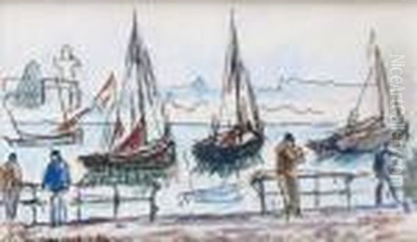 Bateaux De Peche Dans Le Port Oil Painting by Paul Signac