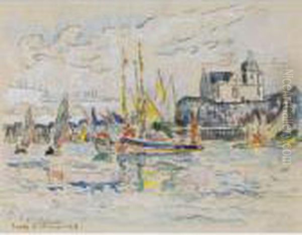 Sables D'olonne, Vue De Port Oil Painting by Paul Signac