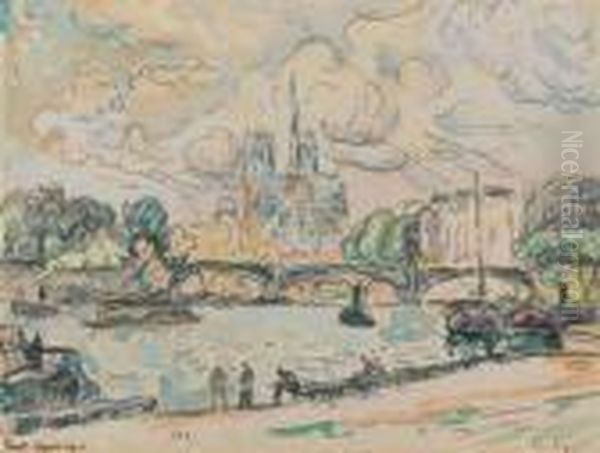 Quai D'austerlitz Oil Painting by Paul Signac