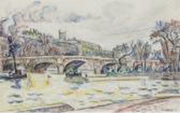 Le Pont Neuf A Paris Oil Painting by Paul Signac