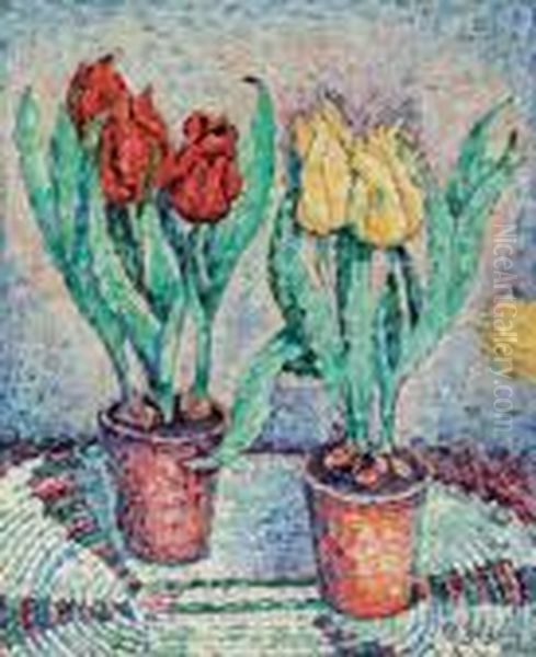 Fleurs Oil Painting by Paul Signac