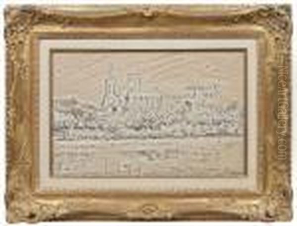 Avignon, Le Palais Des Papes Lavis D'encre Oil Painting by Paul Signac