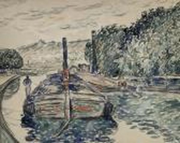 Boating On The River Seine, Samois Oil Painting by Paul Signac