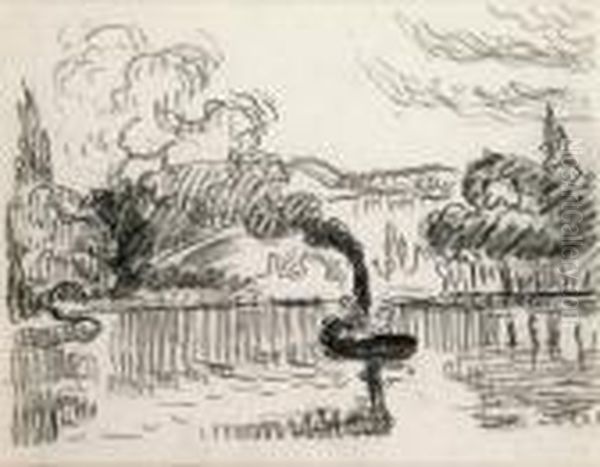 Vapeur Sur La Seine Oil Painting by Paul Signac