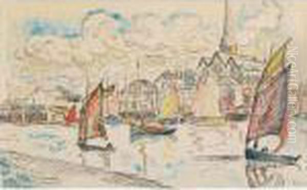 Voiliers Dans Le Port Oil Painting by Paul Signac