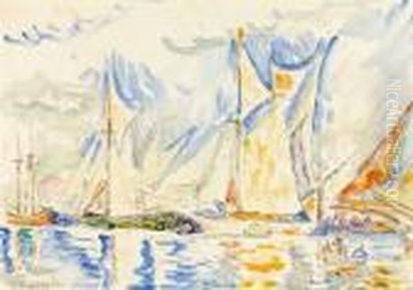 Les Voiliers De Saint -tropez Oil Painting by Paul Signac