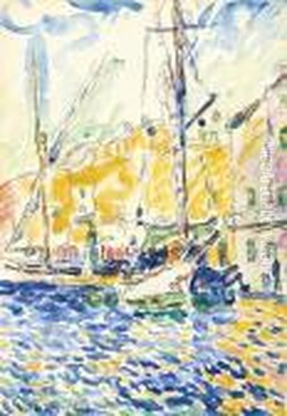 Voiliers Dans Le Port De Saint-tropez Oil Painting by Paul Signac