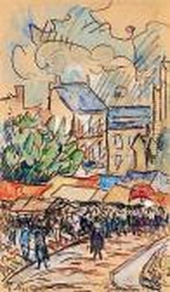 Marche A Quimper Oil Painting by Paul Signac