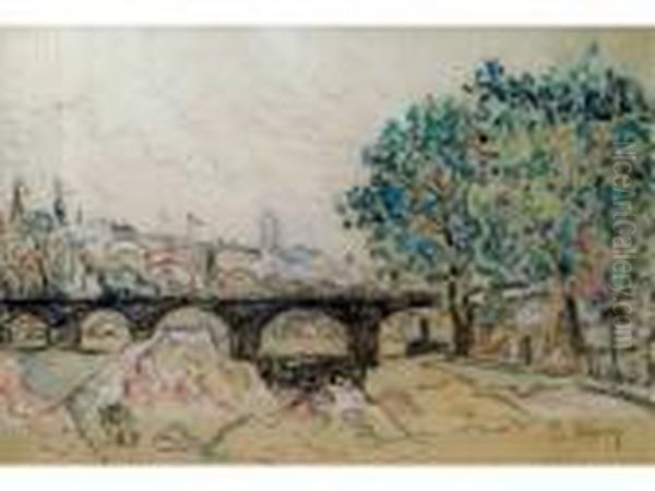 Le Pont Des Arts, Paris Oil Painting by Paul Signac