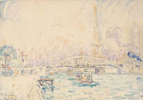 Quai De Passy, Paris 19 Oil Painting by Paul Signac