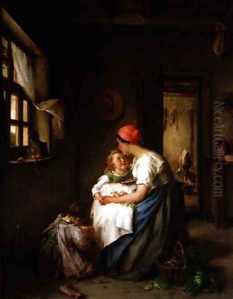 Motherly cares, 1864 Oil Painting by Paul Constant Soyer