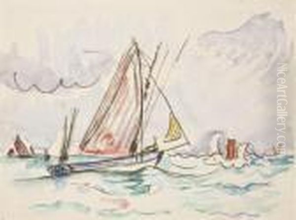 Le Trieux, Bretagne Oil Painting by Paul Signac