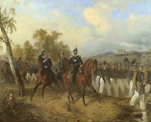 A military regiment Oil Painting by Karl Friedrich Schulz