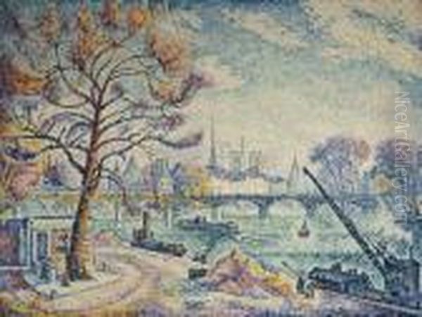 Pont Des Arts (paris) Oil Painting by Paul Signac