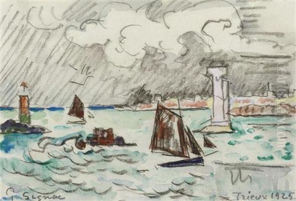 Vue Du Port De Trieux. 1925. Oil Painting by Paul Signac