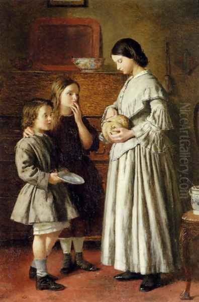 Lunchtime Oil Painting by Frederick Smallfield, A.R.W.S.